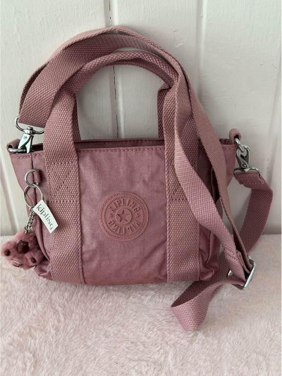 Kipling Handbags - Kipling Small Dusty Rose Crossbody Bag with Adjustable Strap and Monkey Keychain